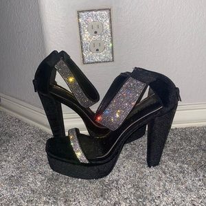 Bedazzled black heels from Fashion Nova